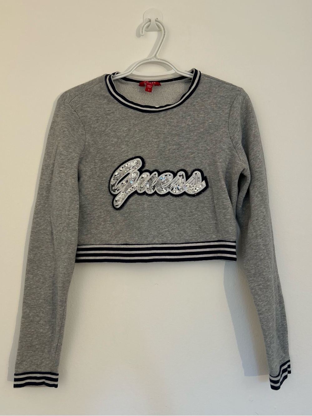 Grey Guess Cropped Sweatshirt
